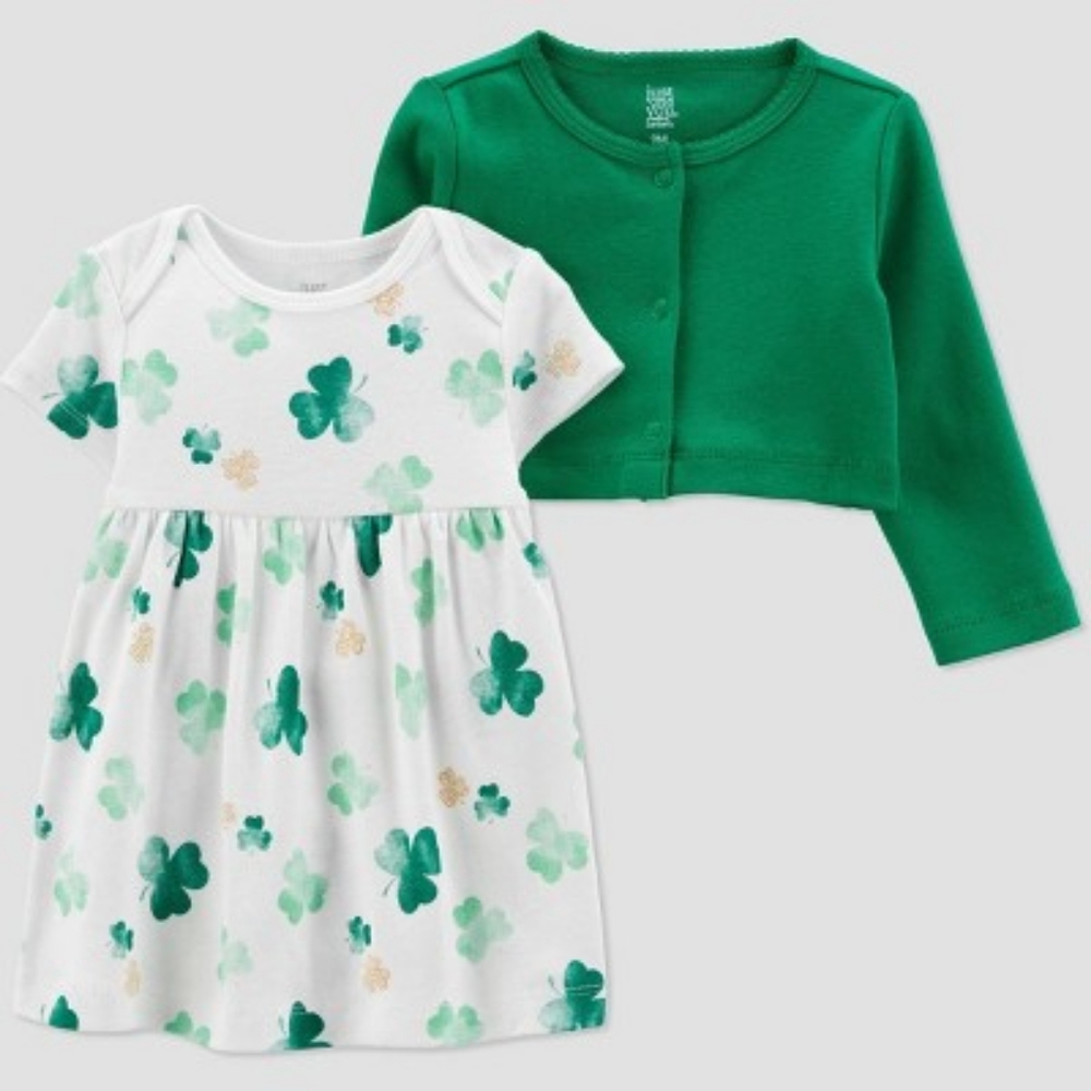 3 For $12 Green Shamrock Dress Set